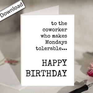 4 x 6, carte d'anniversaire de collègue, imprimable, drôle, sarcastique, anniversaire, carte de collègue minimaliste, coquine avec citation, meilleur ami au travail, joyeux anniversaire