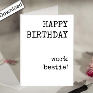 4 x 6, VERJAARDAG, collega-kaart, AFDRUKBAAR, gelukkige verjaardag, werk bestie, beste vriend, beste collega, downloadbare kaart, eenvoudige verjaardagskaart