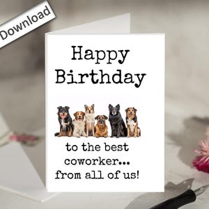 ANNIVERSAIRE 4 x 6, collègue, carte, anniversaire, travail, imprimable, meilleure amie au travail, carte d'anniversaire collègue, meilleur ami, de nous tous, drôle, humoristique, mignon