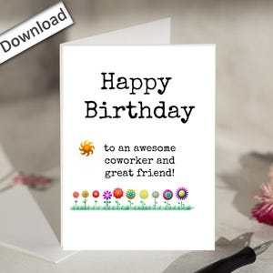 Carte d'anniversaire 4 x 6, anniversaire d'un collègue, travail, imprimable, meilleur ami au travail, carte d'anniversaire collègue, meilleur ami, carte de voeux, drôle, humoristique, mignon