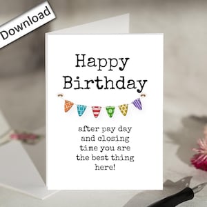 ANNIVERSAIRE 4 x 6, carte d'anniversaire de collègue, travail, téléchargement, bestie de travail, carte d'anniversaire de collègue, meilleur ami, carte de voeux, drôle, humoristique, mignon