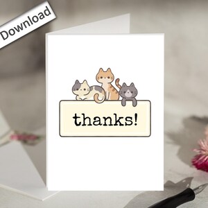 4 x 6, carte de remerciement, pour le travail, IMPRIMABLE, collègue, bureau, patron, meilleur ami, meilleure amie au travail, équipe de travail, merci, carte de chat mignon, carte imprimable