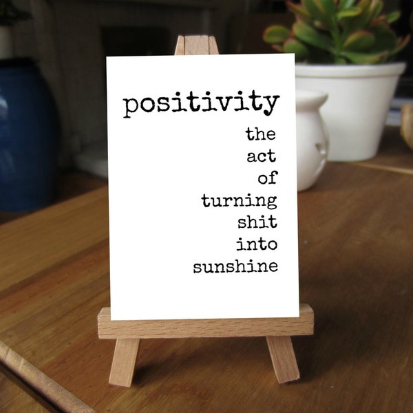 5x7 Positivity Definition Print, Printable Download Mini Desk Sign, Office Gift, Sarcastic Funny Joke Coworker Gift, Cubicle Decor for Women