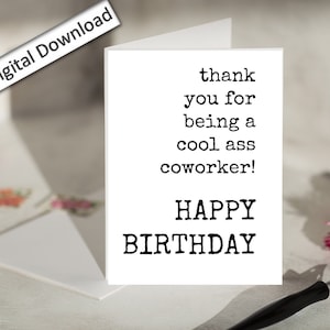 4x6, Cartão de ANIVERSÁRIO de colega de trabalho, Imprimível, Engraçado, Sarcástico, Colega de trabalho legal, Cartão minimalista, Citação, Cartão de aniversário, Feliz aniversário, Melhor amigo do trabalho