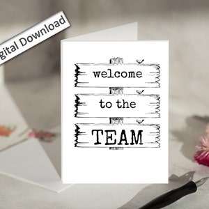 4 x 6 pouces, bienvenue à un nouvel employé, imprimable, bienvenue dans l'équipe, renforcement de l'équipe, rencontrez l'équipe, nouvelle offre d'emploi, carte de remerciement, carte de bienvenue