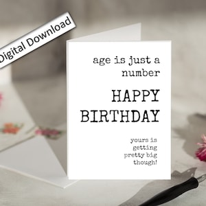 Carte d'anniversaire de collègue 4x6, imprimable, l'âge n'est qu'un nombre, meilleur collègue, carte téléchargeable, citation minimaliste, carte de joyeux anniversaire