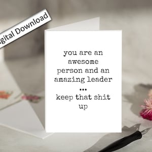 Funny Boss Appreciation Card: Minimalist 4x6 Printable (Digital Download)