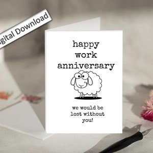 4x6, Tarjeta ANIVERSARIO del Trabajo, Descargar, Feliz Aniversario del Trabajo, Divertido, Aniversario del Trabajo para Compañero de Trabajo, Empleado, Jefe, Empleado, Bestie del Trabajo