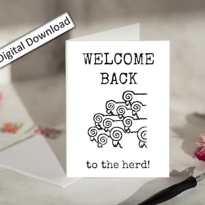 4 x 6, carte de bienvenue, imprimable, collègue, patron, école, meilleure amie au travail, retour au travail, pour les employés, le personnel, le bureau, bienvenue dans le troupeau