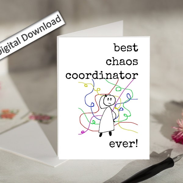 4x6 Boss Appreciation Card PRINTABLE, Cute Minimalist, Chaos Coordinator Card from Employee, Best Boss Card, Funny Boss Card, Downloadable