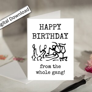 4x6 Coworker GEBURTSTAGS-Karte, bedruckbar, Von der Bande, Arbeit Bestie Geburtstagskarte, besonderer Bürotag, bester Freund, alles Gute zum Geburtstag-Download