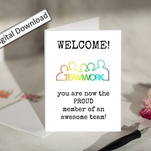 4 x 6, Bienvenido NUEVO EMPLEADO, Tarjeta, Descarga, Bienvenido a nuestro equipo, Trabajo en equipo, Conoce al equipo, Tarjeta de nuevo trabajo, Nuevo en el equipo, Trabajo Tarjetas de felicitación