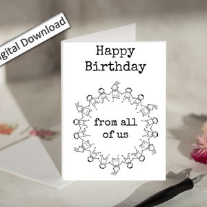 4 x 6, carte d'anniversaire de collègue, imprimable, de nous tous, collègue, carte d'anniversaire, minimaliste, meilleure amie du travail, joyeux anniversaire, ami de travail, carte d'anniversaire