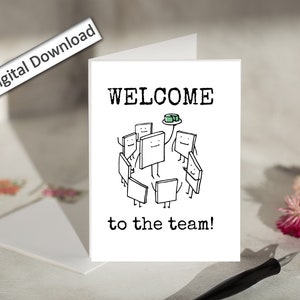 4 x 6, Carte de bienvenue pour NOUVEL EMPLOYÉ, IMPRIMABLE, Bienvenue dans notre équipe, Amusant, Rencontrez l'équipe, Nouvelle offre d'emploi, Nouveau dans l'équipe, Carte de voeux pour le travail