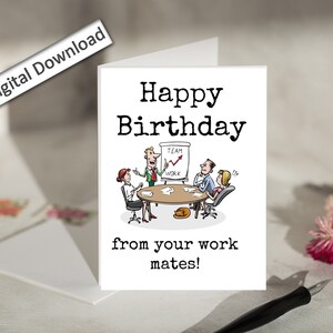 4 x 6, anniversaire, carte, imprimable, carte d'anniversaire, travail, meilleure amie au travail, carte d'anniversaire collègue, meilleur ami, de vos collègues de travail, humoristique, mignon