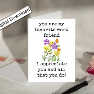 4x6, biglietto di APPREZZAMENTO per collega, STAMPABILE, floreale, biglietto di riconoscimento, biglietto di ringraziamento, biglietto di incoraggiamento, scaricabile, biglietto di lavoro migliore amico
