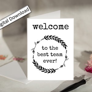4 x 6, bienvenue à un nouvel employé, imprimable, à la meilleure équipe de tous les temps, renforcement de l'équipe, rencontrez l'équipe, nouvelle offre d'emploi, carte de remerciement, carte de bienvenue