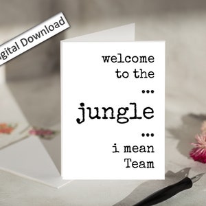 4 x 6, Bienvenue dans la jungle, IMPRIMABLE, nouvel employé de l'équipe, Team Building, Rencontrez l'équipe, Nouvelle carte de travail, Carte de remerciement drôle, Minimaliste