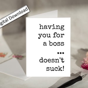 4 x 6, BOSS-waarderingskaart, AFDRUKBAAR, Boss-definitie, jou voor een baas hebben is niet erg, kaart van werknemers, personeel, team, collega's