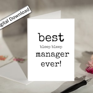 4x6 BOSS, cartão de agradecimento do GERENTE, cartão fofo, engraçado e minimalista de funcionários, cartão de melhor gerente, cartão engraçado do chefe, para download