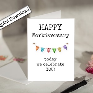 4 x 6, carte d'anniversaire de travail, imprimable, joyeux anniversaire de travail, mignon, anniversaire de travail pour collègue, employé, patron, meilleur ami, reconnaissance des employés