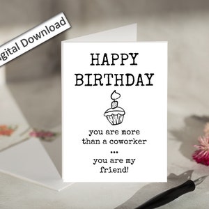4 x 6, carte d'anniversaire de collègue, imprimable, mignon, bestie de travail, carte d'anniversaire, carte d'anniversaire d'un ami, collègue, meilleur ami, joyeux anniversaire, carte de voeux