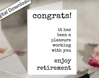 4x6 Work Retirement Card, Coworker Retirement Pleasure Working With You, Coworker Retiring, Boss Retirement, Farewell Card, Congrats Leaving