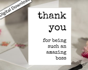 4x6 Thank You, Amazing Boss Appreciation Card PRINTABLE, Best Boss Card, Amazing Boss Card, Downloadable Boss Card, Greeting Cards Simple