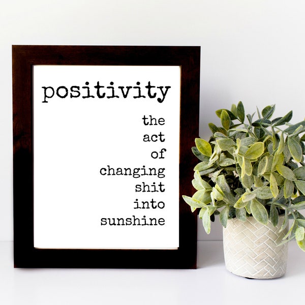 Funny Definitions, Printable POSITIVITY Word Meaning, Cheeky, Rude, Slang Quote, Perfect as Office, Desk or Cubicle Decor, Sign, Wall Art
