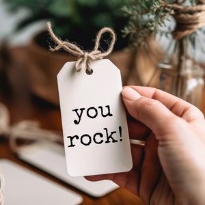 Etykiety na prezenty You Rock do wydrukowania: uznanie dla pracowników (wersja cyfrowa do pobrania)