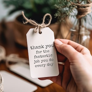 CADEAUTAGS, waardering, personeel, team, medewerkers, werk, AFDRUKBAAR, minimalistisch, van baas, manager, supervisor, collega, erkenning