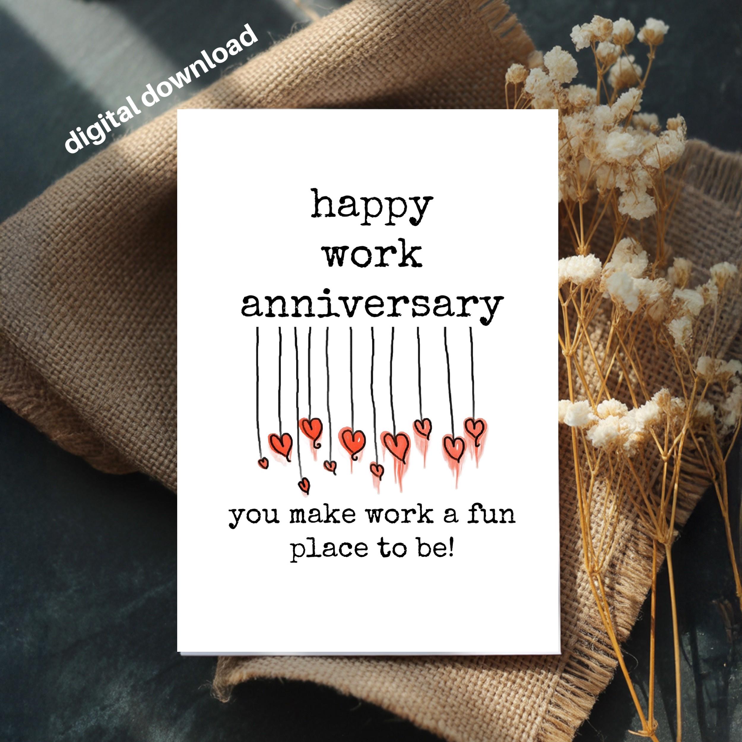 Work Anniversary Card: Fun Coworker Gift (4x6 Printable) - Etsy, image size:2500x2500