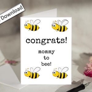 4x6, glücklich MATERNITY Urlaub, Karte, DRUCKBAR, Mommy to Bee, Coworker, Arbeit Bestie, Kollege, Mat Urlaubskarte, Schwangerschaft Urlaub, süße Bienen Karte