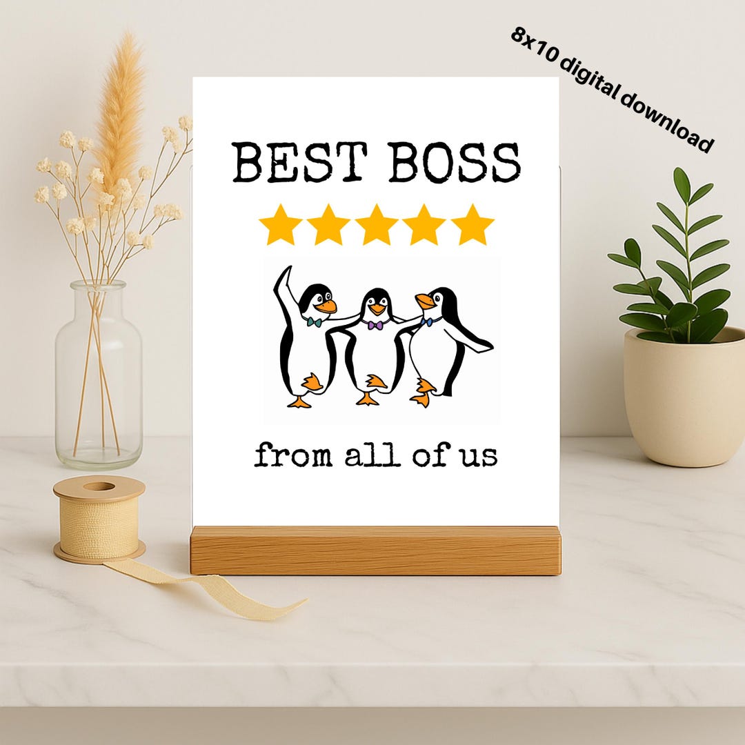 Funny Boss Appreciation SIGN: 8x10 Printable, Five Star, From All of Us ...