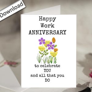 4x6, biglietto d'auguri per l'anniversario del lavoro, scaricabile, buon anniversario di lavoro, carino, anniversario di lavoro, anniversario per collega, dipendente, capo, anniversario di lavoro