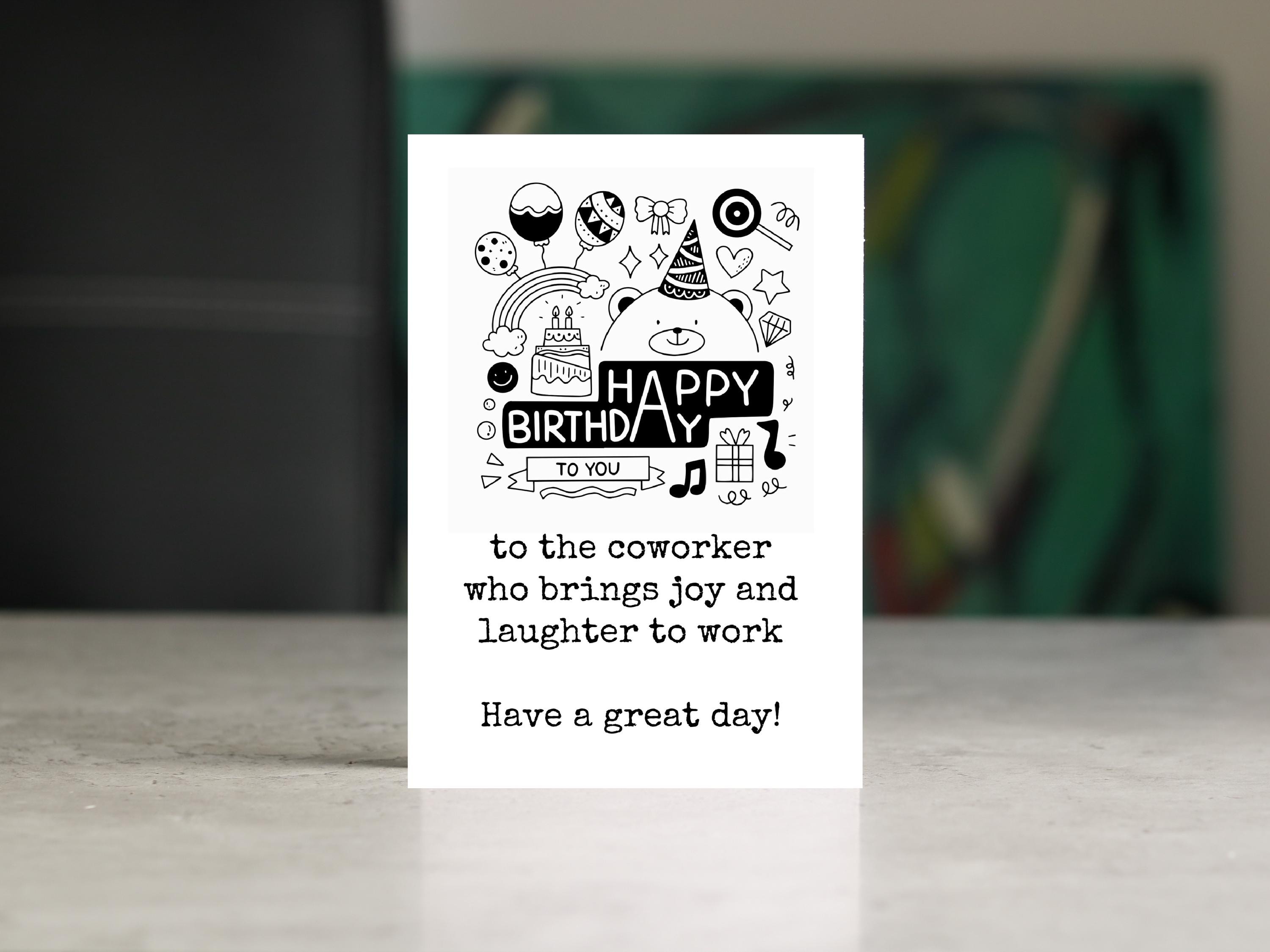 4x6 Coworker BIRTHDAY Card, Printable, Cute, Brings Joy and Laughter to ...