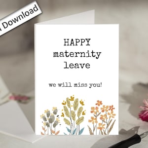 4x6, Feliz Licença-MATERNIDADE, Cartão, PARA IMPRIMIR, Futura Mamãe, Colega de Trabalho, Melhor Amiga do Trabalho, Colega, Cartão de Licença Materna, Licença-Gravidez, Cartão de Chá de Bebê