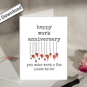 4x6, biglietto di auguri per l'anniversario del lavoro, STAMPABILE, anniversario di lavoro per collega, dipendente, capo, squadra, affari, anniversario di lavoro, rendi il lavoro un posto divertente