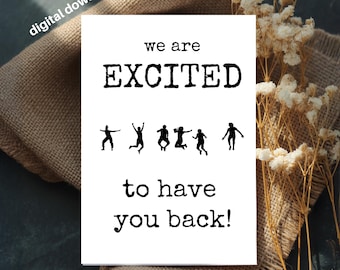 Welcome Back Card Printable: Minimalist 4x6 Design (Digital Download)