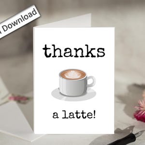 4x6 Coworker ANSCHÄTZUNG, Karte, DRUCKBAR, Danke, Danke, Arbeit Bestie, Arbeitsfreundkarte, Bestätigungskarte, Danke A Latte, Niedlich