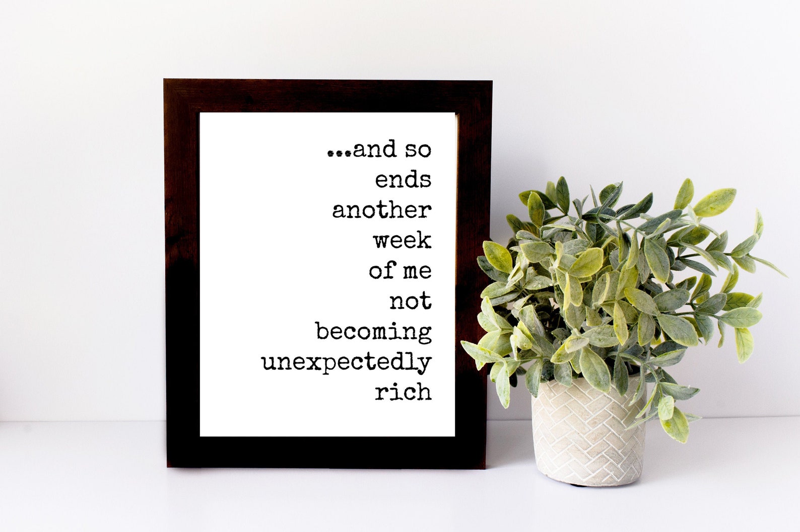 Funny Work From Home Desk Sign or Cubicle Decor Printable 8x10 Trying to Get Rich Desk Decor for