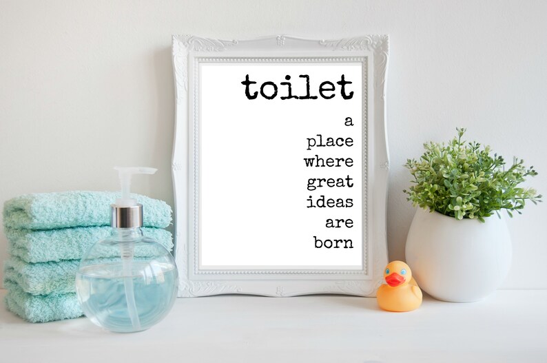 Toilet Sign Definition Print 8x10 Funny Bathroom Printable Etsy