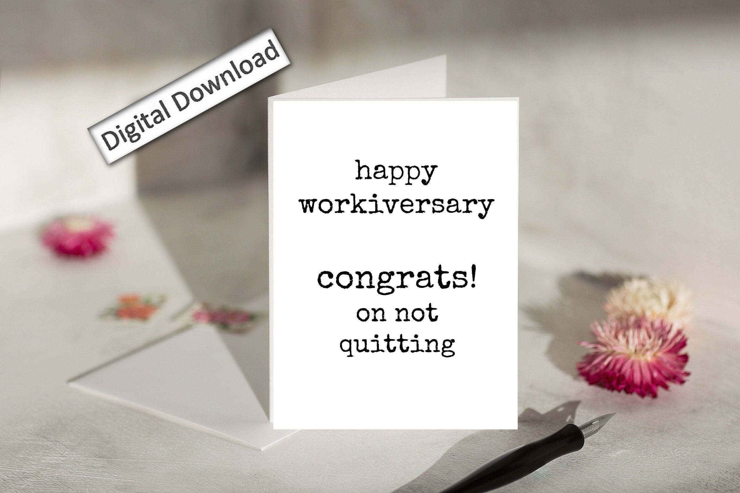 Soneecards Notes Funny Work Anniversary Card: Sarcastic Workiversary Gift (4x6 Printable ...