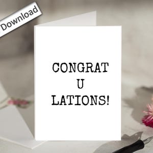 4 x 6, FÉLICITATIONS, Carte, IMPRIMABLE, Bravo, Félicitations, Réalisation, Encouragement, Promotion, Nouvel emploi, Remise des diplômes, Minimaliste