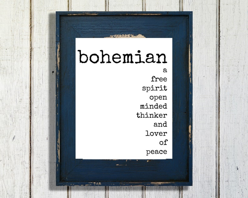 Bohemian Definition Print Boho Hippie Quotes Printable Black Etsy