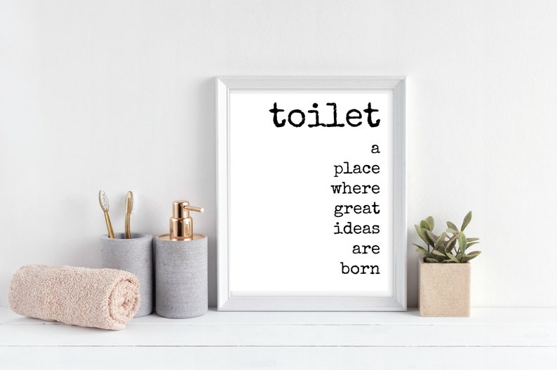 Toilet Sign Definition Print 8x10 Funny Bathroom Printable Etsy