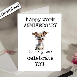 4x6, Biglietto d'auguri per l'anniversario di lavoro, STAMPABILE, Felice anniversario di lavoro, Oggi festeggiamo te, Anniversario per colleghi, dipendenti, personale, capo