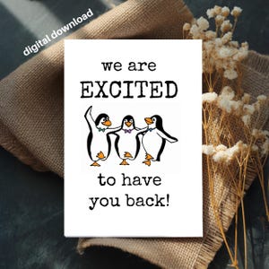 Welcome Back Card: collega, baas, werknemer (digitale download)