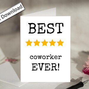 4 x 6, Mitarbeiter Wertschätzung, Karte, DRUCKBAR, Best Coworker, fünf Sterne, Danke, Danke, Arbeit Bestie, Arbeit Freund Karte, Bestätigung