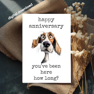 Funny Work Anniversary Card: Sarcastic Coworker Gift (Printable 4x6)